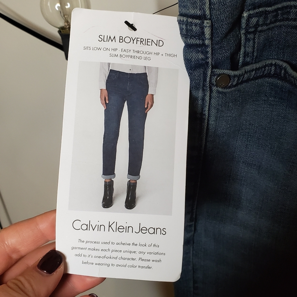 HP Calvin Klein Slim Boyfriend NWT Jeans Tony Blue - Picture 3 of 8